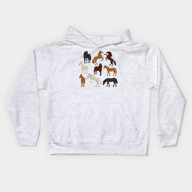 horses colored collection Kids Hoodie by Mako Design 